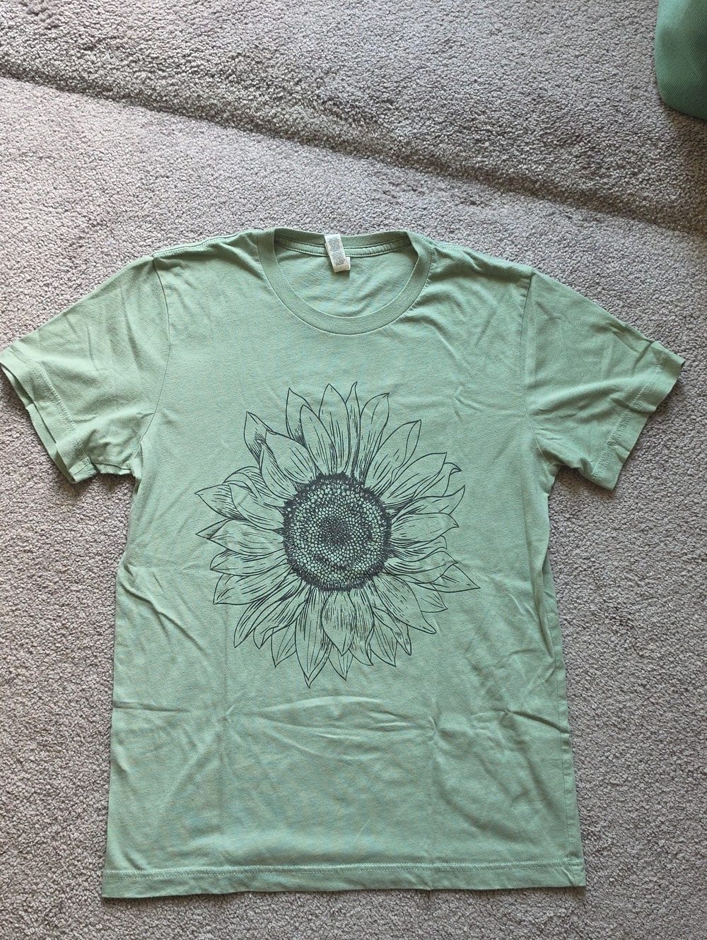 Green T-Shirt with Sunflower Design